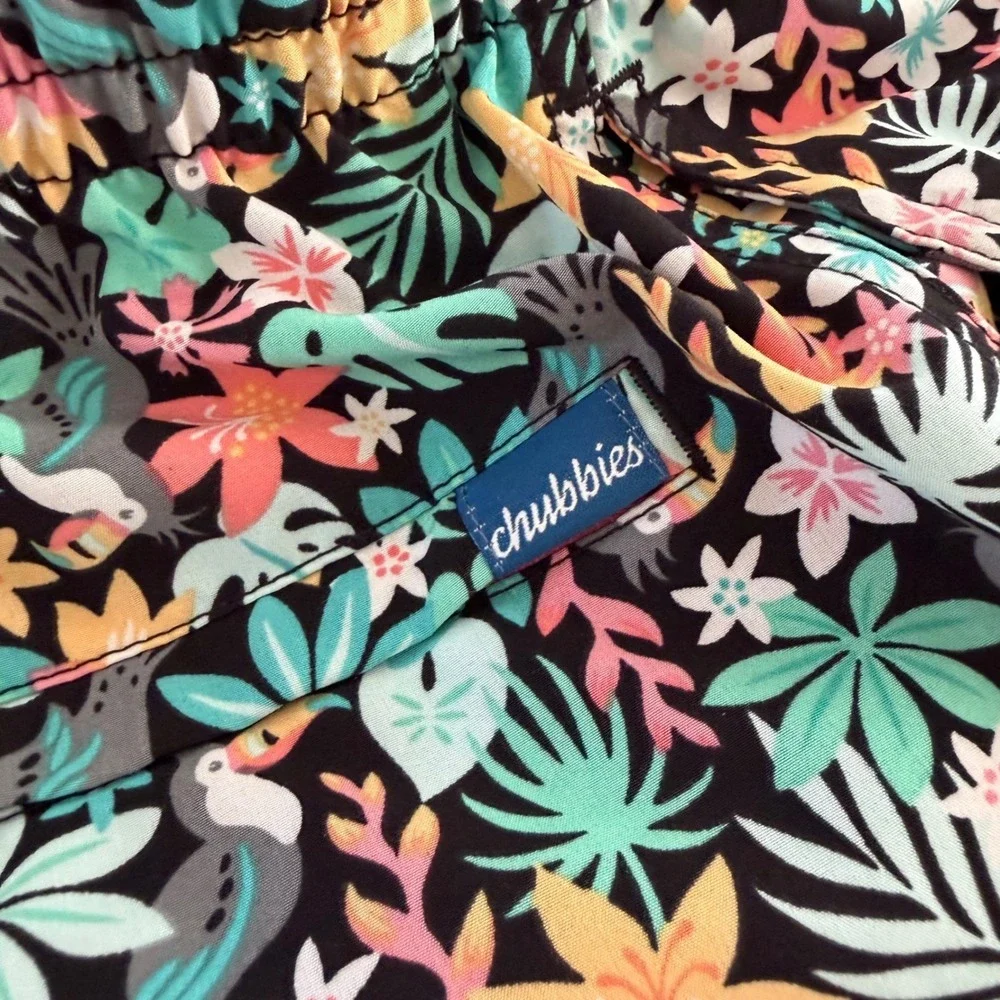 Chubbies Mens 2X Large Swim Trunks Shorts Tropical Toucan Floral Print 7